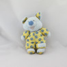 Doudou cochon bleu jaune fleurs NOUNOURS