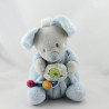 Doudou musical souris grise bleu oiseau vert NICOTOY