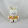 Doudou lapin blanc orange jaune abeille NICOTOY 