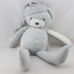 Doudou musical ours gris blanc vert rayé ZEN KALOO