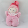 Doudou Poupée rose col fleurs hochet Corolle