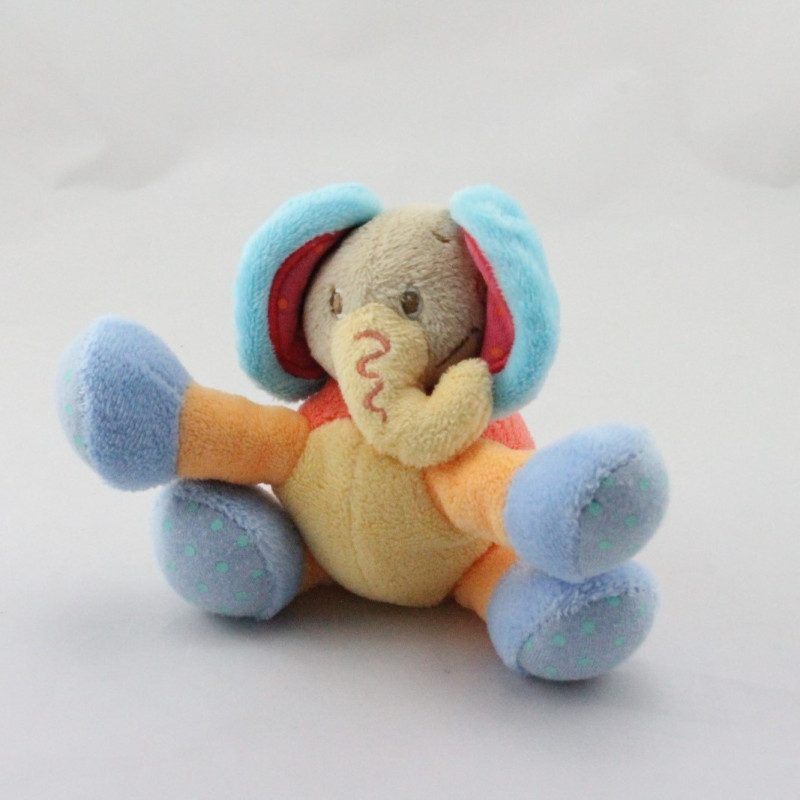 Doudou éléphant rose bleu vert orange NATTOU