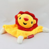 Doudou plat  lion jaune rouge FISHER PRICE