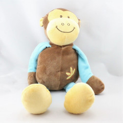 Doudou singe bleu jaune orange marron DOUKIDOU