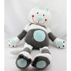 Grand Doudou chat blanc noir bleu DPAM 