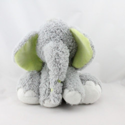 Doudou éléphant gris blanc vert HAPPY HORSE