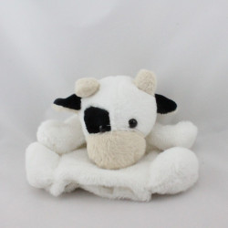 Doudou plat marionnette vache blanche noir HISTOIRE D'OURS