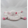 Doudou plat mouton rose blanc nuages KIMBALOO