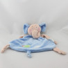 Doudou plat éléphant bleu beige LES BEBES D'ELYSEA