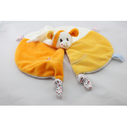 Doudou plat rond vache orange jaune blanc pois GIPSY