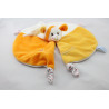 Doudou plat rond vache orange jaune blanc pois GIPSY