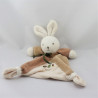 Doudou plat Lapin beige marron vert noisette Takinou