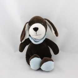 Doudou chien marron foulard bleu AJENA