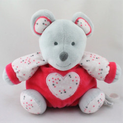 Doudou boule souris grise rose blanche étoiles OBAIBI 