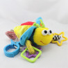 Doudou eveil insecte papillon rouge bleu jaune vert hochet