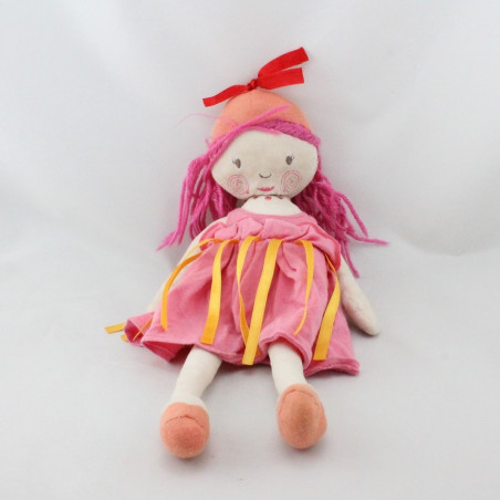 Doudou poupée Fille rose orange jaune MARESE
