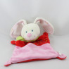 Doudou plat lapin rose rouge vert NICOTOY