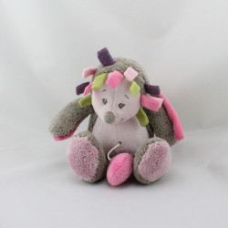 Doudou musical hérisson marron gris rose vert Manon NATTOU