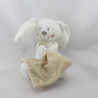 Doudou lapin blanc avec mouchoir beige POMMETTE