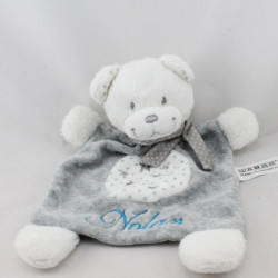 Doudou plat ours blanc gris étoiles TEX NICOTOY 