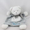 Doudou plat ours blanc gris étoiles TEX NICOTOY 