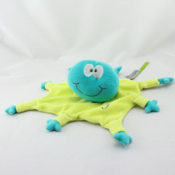 Doudou plat pieuvre vert bleu WOODY