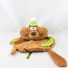 Doudou plat castor marron vert WOODY