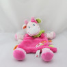 Doudou plat vache rose vert orange pois foulard oiseau NICOTOY