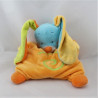Doudou semi plat lapin bleu orange vert Funny Farmer NATTOU