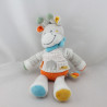Doudou girafe gris blanc jaune orange bleu pois TEX