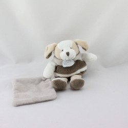 Doudou et compagnie chien blanc marron gris mouchoir