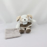 Doudou et compagnie chien blanc marron gris mouchoir