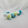 Doudou chenille bleu vert blanc rayé OBAIBI