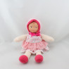 Doudou bébé poupée rose fleurs papillons COROLLE 