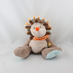 Doudou hérisson marron bleu orange NATTOU 30 cm