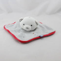 Doudou plat ours gris rouge blanc étoiles SUCRE D'ORGE