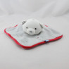 Doudou plat ours gris rouge blanc étoiles SUCRE D'ORGE