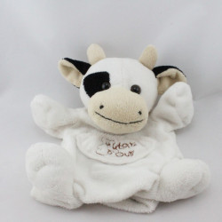 Doudou plat marionnette vache blanche noir HISTOIRE D'OURS