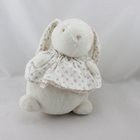 Doudou boule lapin blanc rose fleurs  JACADI 