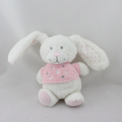Doudou lapin blanc rose étoiles TEX BABY