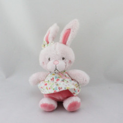 Doudou lapin rose fleurs oiseau TEX BABY