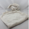 Grand Doudou plat couverture lapin beige rayé coeur