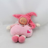 Doudou Poupée lutin rose  fleurs coeurs Corolle