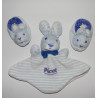 Doudou plat Lapin bleu rayé PICOT