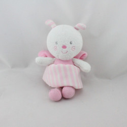 Doudou papillon blanc rose rayé LUMINOU