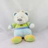 Doudou musical ours bleu vert jaune coeur NICOTOY  