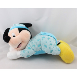 Doudou Mickey bleu jaune nuages lunes phosphorescent DISNEY
