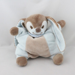 Doudou semi plat lapin beige marron bleu Emil et Rosy  NATTOU