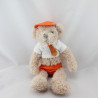 Doudou ours beige orange blanc Oscar J-LINE 