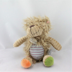 Doudou lion beige bleu rouge vert rayé pois HISTOIRE D'OURS